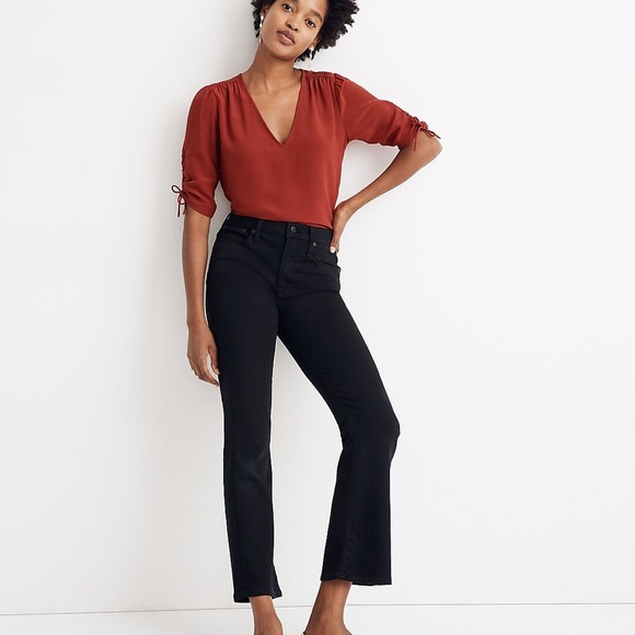 Madewell Silk Cinch-Sleeve Top NWT - Picture 2 of 10